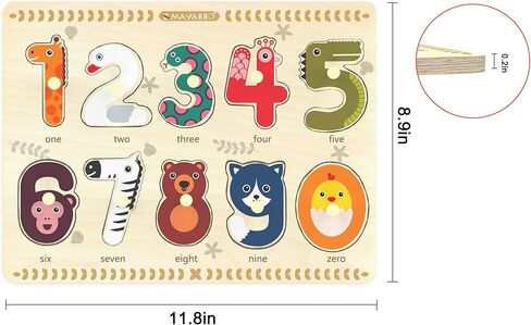 Puzzles for Toddlers 2-4, Wooden Puzzle for Toddlers, Wood Peg Puzzle for Preschool Kids, Number Learning Puzzles Baby Board Toys, 1 2 3 Shape Knob Puzzle for Girls Boys 18Months and Up in Kuwait