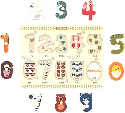 Puzzles for Toddlers 2-4, Wooden Puzzle for Toddlers, Wood Peg Puzzle for Preschool Kids, Number Learning Puzzles Baby Board Toys, 1 2 3 Shape Knob Puzzle for Girls Boys 18Months and Up in Kuwait