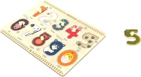Puzzles for Toddlers 2-4, Wooden Puzzle for Toddlers, Wood Peg Puzzle for Preschool Kids, Number Learning Puzzles Baby Board Toys, 1 2 3 Shape Knob Puzzle for Girls Boys 18Months and Up in Kuwait