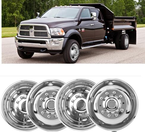 Wensdy 4Pcs19.5 Stainless Steel Dually Wheel Simulator, 10 Lug 5 Hand Hole Wheel Simulators Hupcaps fit for 2012-2025 Dodge Ram 4500/5500 D19F6 in Kuwait