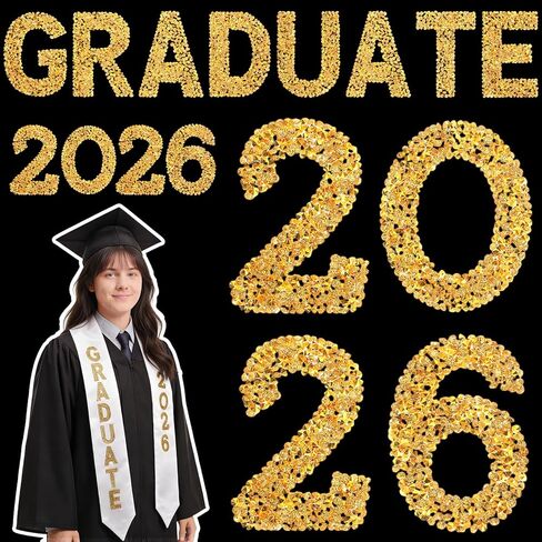Tingjoo 12 قطعة خريج 2026 حديد على الرقع، فئة 2026 رقعات أرقام حروف حجر الراين للتخرج، ديكورات التخرج لقمصان قبعة التخرج، إكسسوارات DIY هدية كبار (لؤلؤ) in Kuwait