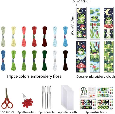 freebloss 6 مجموعة عبر غرزة المرجعية عدة 11ct diy عبر الابره مجموعات الضفدع نمط مختوم التطريز عدة مع تعليمات المرجعية صنع مجموعة للمبتدئين الكبار 8x2.4 بوصة in Kuwait