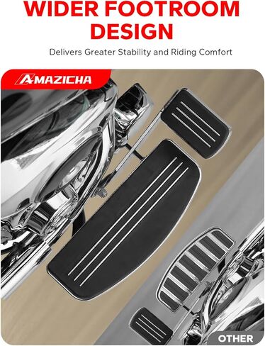 لوح قدم Amazicha Rider، لوح قدم أمامي من المطاط، وسادة مسند للقدمين على الأرض متوافقة مع Harley Touring Softail Road King Electra Glide 1986-Later، أسود انسيابي in Kuwait
