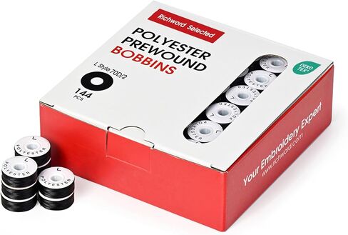 BAi Embroidery Prewound Bobbins, White, 144pcs, Cardboard Sided, Size L (SA155), 60WT (75D/2), for Commercial Multi-Needle Embroidery Machines in Kuwait