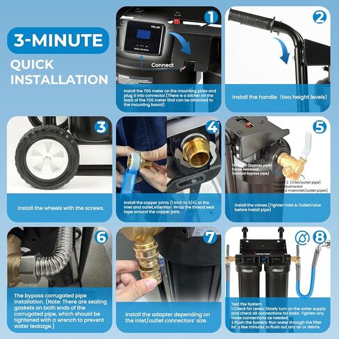 Spotless Water System Deionized Water System for Car Wash, Spot Free Car Wash System with Bypass Valve and Resin Filter, Portable Water Deionizer for Car Detailing, RV, Boats, Windows, No Towel Drying in Kuwait