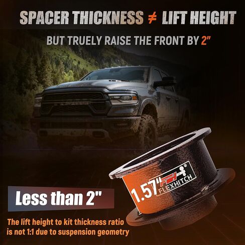 2'' Front Leveling Kit for 2014-2024 Ram 2500 4WD, 2013-2024 Ram 3500 4WD, Heavy Duty Steel Front Struct Spacers, Shock Extension Brackets Inlcuded in Kuwait