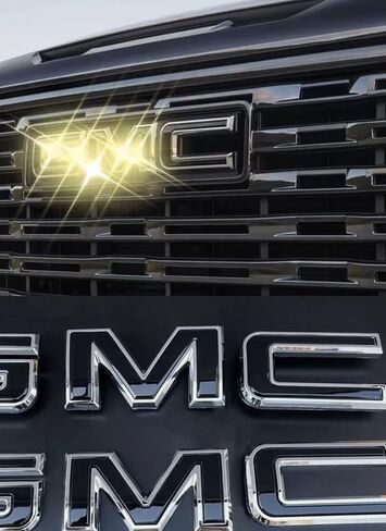 Set Front Grille +Rear Taigate Emblem Badge Nameplate Compatible with Sierra 1500 2500HD 3500HD Canyon G45/G45P-BS (Black/Chrome) in Kuwait