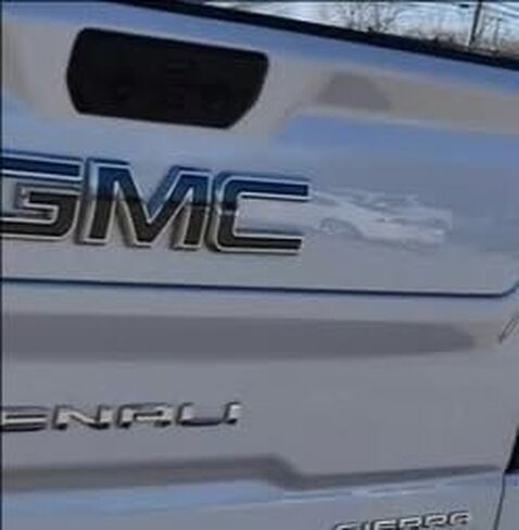 Set Front Grille +Rear Taigate Emblem Badge Nameplate Compatible with Sierra 1500 2500HD 3500HD Canyon G45/G45P-BS (Black/Chrome) in Kuwait