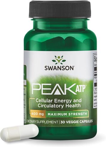 Swanson Maximum Strength Peak ATP-Natural Supplement Promoting Cellular Energy Support-Supports Physical Performance and Promotes Healthy Blood Flow Support-(30 Veggie Capsules, 400mg Each) 1 Pack in Saudi Arabia