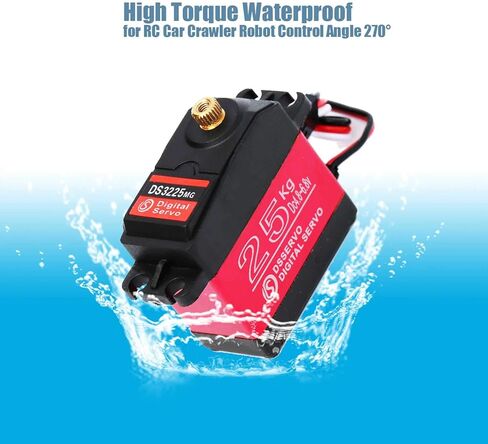 BETU 2Pack 25KG High Torque RC Servo، مؤازرة مقاومة للماء متوافقة مع 1/6،1/8، 1/10، 1/12 RC Car، جهاز توجيه معدني كامل مع قرن مؤازر 25T (270 درجة) in Kuwait