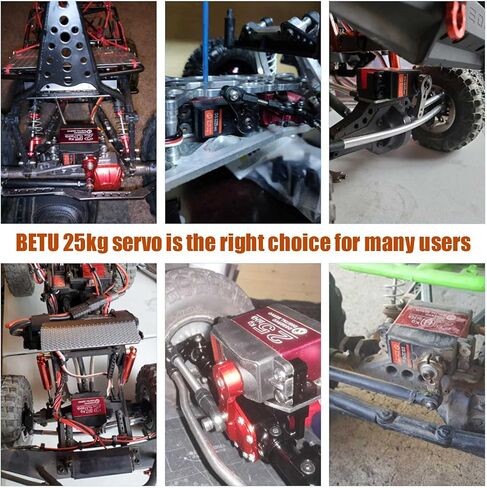 BETU 2Pack 25KG High Torque RC Servo، مؤازرة مقاومة للماء متوافقة مع 1/6،1/8، 1/10، 1/12 RC Car، جهاز توجيه معدني كامل مع قرن مؤازر 25T (270 درجة) in Kuwait