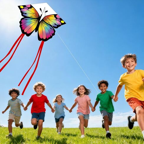 Easy to Operate Butterfly Kite, Tear-Resistant Polyester Fabric for Durability, Easy Takeoff & Assembly, Portable for Storage and Carrying, Suitable for Adults and Kids in Kuwait