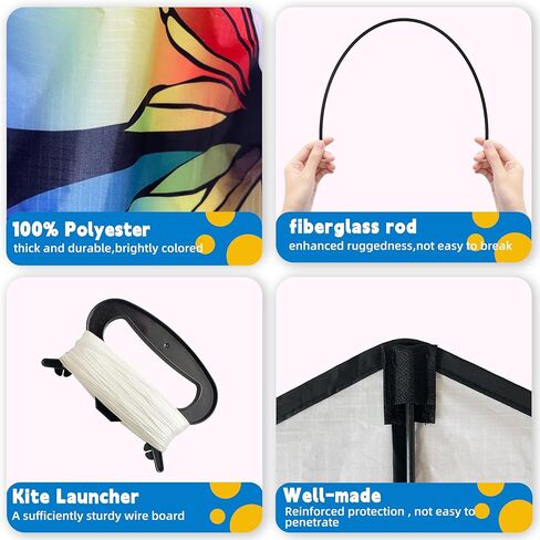 Easy to Operate Butterfly Kite, Tear-Resistant Polyester Fabric for Durability, Easy Takeoff & Assembly, Portable for Storage and Carrying, Suitable for Adults and Kids in Kuwait