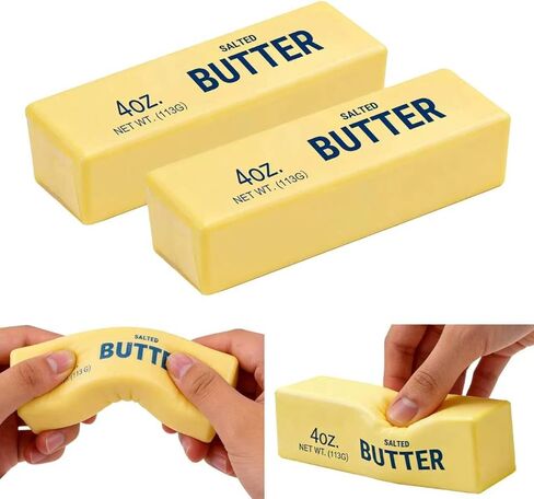 2 PCS Butter Squishy – Slow Rising Squishy Butter Stick, Realistic Food Fidget Toys, Stress Relief & Anxiety Relief, Soft PU Material, Portable 5.5 Inch Squeeze Toys for Office & Home in Kuwait
