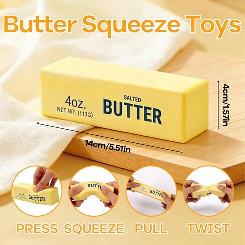 2 PCS Butter Squishy – Slow Rising Squishy Butter Stick, Realistic Food Fidget Toys, Stress Relief & Anxiety Relief, Soft PU Material, Portable 5.5 Inch Squeeze Toys for Office & Home in Kuwait