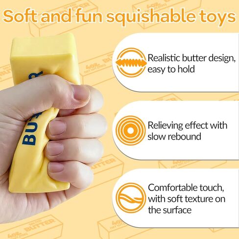 2 PCS Butter Squishy – Slow Rising Squishy Butter Stick, Realistic Food Fidget Toys, Stress Relief & Anxiety Relief, Soft PU Material, Portable 5.5 Inch Squeeze Toys for Office & Home in Kuwait