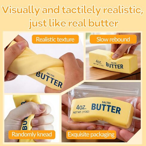 2 PCS Butter Squishy – Slow Rising Squishy Butter Stick, Realistic Food Fidget Toys, Stress Relief & Anxiety Relief, Soft PU Material, Portable 5.5 Inch Squeeze Toys for Office & Home in Kuwait