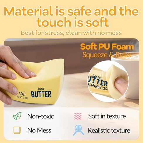 2 PCS Butter Squishy – Slow Rising Squishy Butter Stick, Realistic Food Fidget Toys, Stress Relief & Anxiety Relief, Soft PU Material, Portable 5.5 Inch Squeeze Toys for Office & Home in Kuwait