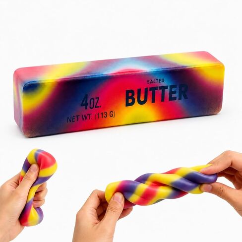 Rainbow Butter Squishy Toys Set of 2, Cute Butter Squishy Toy, Soft Slow Rising Squeeze Toys for Stress Relief, Sensory Fidget Toys for Desk, Office, Party Favors, Gift Basket Stuffers in Kuwait