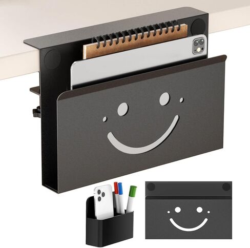 Onemake 2-Tier Rainbow Desk Side Storage, No Drill Laptop Holder, Clamp on Desks Shelf with Magnetic Pen Holder, Hanging Desk Organizer for Home Office, Fits Flat Edge Tables 0.4" to 2.3" in Kuwait