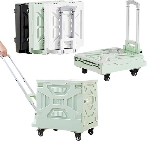 VECELO 23 GAL 2-in-1 Foldable Shopping Cart, Collapsible Utility Cart with Adjustable Handle & 360° Wheels, Dual-Mode Rolling Crate (Basket/Flatbed) for Groceries, Camping, Compact Storage, Black in Saudi Arabia