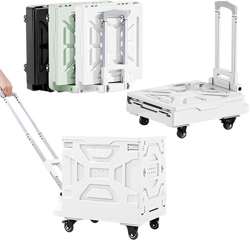 VECELO 23 GAL 2-in-1 Foldable Shopping Cart, Collapsible Utility Cart with Adjustable Handle & 360° Wheels, Dual-Mode Rolling Crate (Basket/Flatbed) for Groceries, Camping, Compact Storage, Black in Saudi Arabia