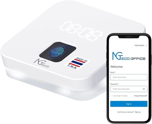 NGTeco Cloud Time Clock for Employees Small Business, Remote Control Fingerprint Time Clocks, Customization Rule Clock in Machine with Software ＆ iOS/Android App, 2.4G WiFi, No Monthly Fee in Kuwait
