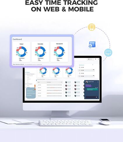 NGTeco Cloud Time Clock for Employees Small Business, Remote Control Fingerprint Time Clocks, Customization Rule Clock in Machine with Software ＆ iOS/Android App, 2.4G WiFi, No Monthly Fee in Kuwait