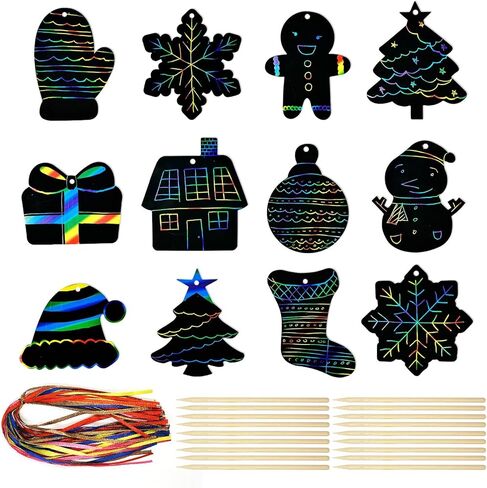 allydrew 36pc Rainbow Scratch Arts Ornaments, DIY Magic Scratch Arts and Crafts, Dinosaurs in Saudi Arabia