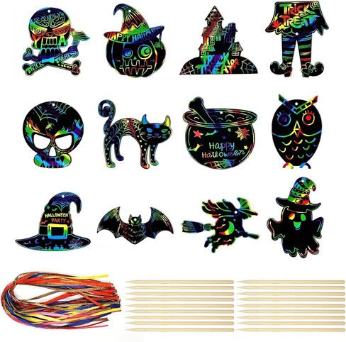 allydrew 36pc Rainbow Scratch Arts Ornaments, DIY Magic Scratch Arts and Crafts, Dinosaurs in Saudi Arabia