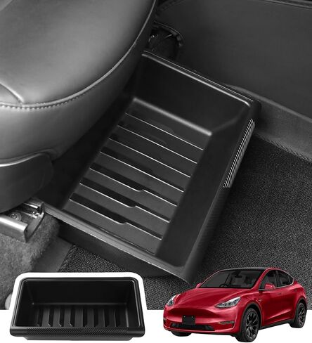 منظم صندوق تخزين تلقائي تحت المقعد PM لطراز Tesla Y 2020-2026، صينية تنظيم مخفية لملحقات الطراز Y (2025-2026 موديل Y Juniper: الجزء الخلفي من المقاعد الأمامية فقط) in Kuwait