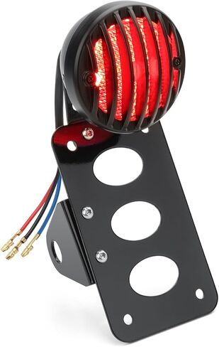 Motorcycle Side License Plate Bracket with Lights Fit for Harley Honda Yamaha Suzuki Kawasaki Custom Bike Cruiser Chopper Bobber Horizontal Vertical License Plate Mount Holder (Black) in Kuwait