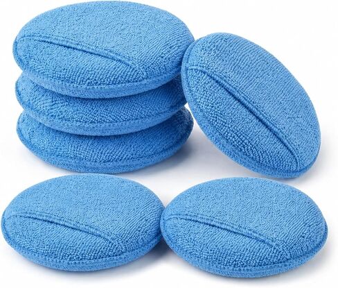 Wax Applicator Pad (6 Pack)，5 Inch Microfiber Wax Applicator Pads，Washable Reusable Car Wax Applicator Buffing Pads for Car Cleaning, Polishing and Detailing（Blue） in Kuwait