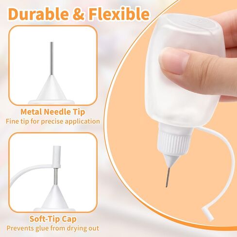 6 Pcs Precision Tip Applicator Bottle Set, 5 Sizes Needle Tip Squeeze Bottles with Mini Funnel, Fine Tip Glue Bottles for DIY Craft Painting Quilling (5ml/10ml/15ml/20ml/30ml) in Kuwait