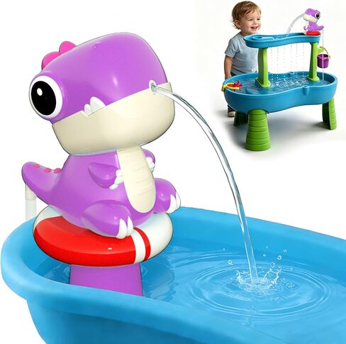 Dinosaur Water Table Pump Continuous Flow – Battery Powered Rechargeable Water Pump - Water Table Accessories (Blue) in Kuwait