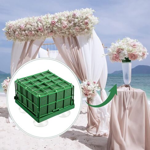قطعتان من قفص إسفنجي زهري للزهور، حامل قفص إسفنجي مستطيل DIY للزهور الاصطناعية والطازجة ووعاء الزهور وطاولة مركزية وترتيب الزهور لحفلات الزفاف وديكور المنزل والحفلات in Kuwait