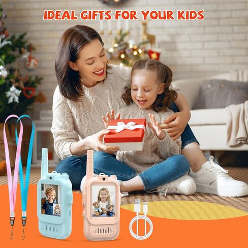 Video Walkie Talkies for Kids, 2 Pack Long Range Rechargeable Walkie-Talkie with Screen, 4 Voice Effects, Perfect Video Call Toys for Age 3-12 Boys Girls, Indoor, Camping, Hiking, Travel in Kuwait