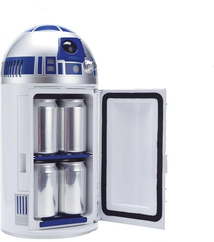 ثلاجة صغيرة Ukonic Star Wars R2-D2 | ثلاجة محمولة مقاس 18 بوصة سعة 4.5 لتر للمشروبات والوجبات الخفيفة | استخدام السيارة والمركبات الترفيهية والمنزلية مع طاقة تيار متردد/تيار مستمر | مجموعة حرب النجوم الممتعة in Kuwait