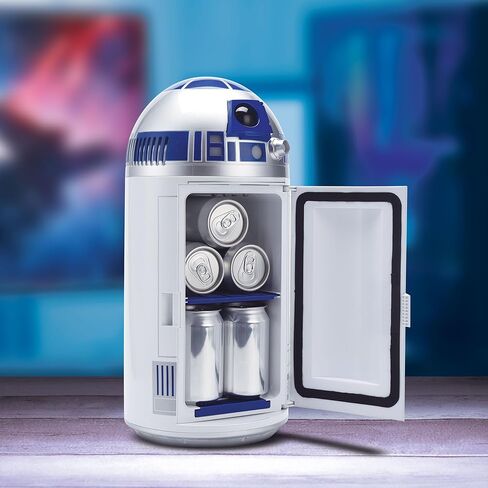 ثلاجة صغيرة Ukonic Star Wars R2-D2 | ثلاجة محمولة مقاس 18 بوصة سعة 4.5 لتر للمشروبات والوجبات الخفيفة | استخدام السيارة والمركبات الترفيهية والمنزلية مع طاقة تيار متردد/تيار مستمر | مجموعة حرب النجوم الممتعة in Kuwait