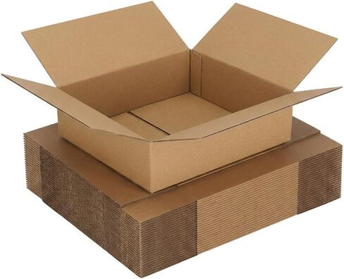 صناديق شحن CRUGLA مقاس 12x12x3 25 عبوة، صناديق من الورق المقوى المموج باللون البني مع قفل جانبي وشريط مزدوج الجوانب مطبق مسبقًا، صناديق بريد التعبئة سهلة التجميع لشحن الأعمال الصغيرة in Kuwait