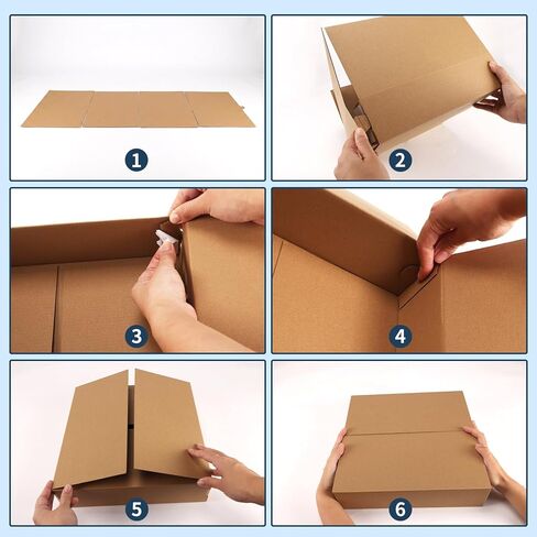 صناديق شحن CRUGLA مقاس 12x12x3 25 عبوة، صناديق من الورق المقوى المموج باللون البني مع قفل جانبي وشريط مزدوج الجوانب مطبق مسبقًا، صناديق بريد التعبئة سهلة التجميع لشحن الأعمال الصغيرة in Kuwait