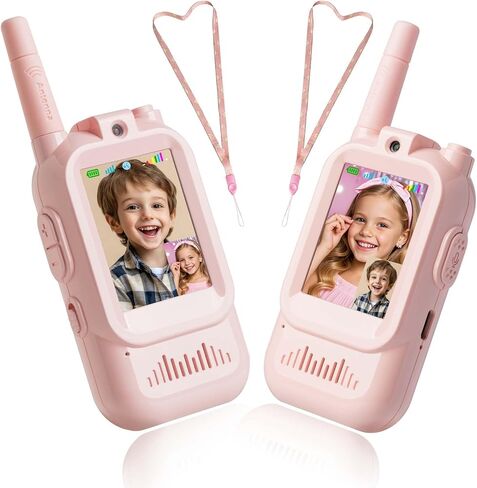 Video Walkie Talkies for 3-12 Boys Girls,2 Pack Facetime Walkie Talkie for Kids with Screen, HD Camera & Voice Changer for Family Games, Hiking, for Grandkids (Blue+Blue) in Kuwait