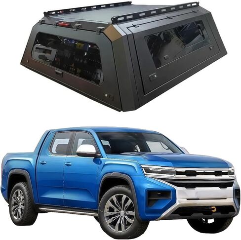 Truck Topper Compatible with VW Amarok 2023–2026 5ft, Lockable Hardtop Camper Shell w/Gullwing Doors, Rear Tent & Interior Light, No-Drill Bed Cap Pickup Canopy(Decor) in Kuwait