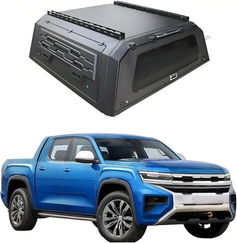 Truck Topper Compatible with VW Amarok 2023–2026 5ft, Lockable Hardtop Camper Shell w/Gullwing Doors, Rear Tent & Interior Light, No-Drill Bed Cap Pickup Canopy(Decor) in Kuwait
