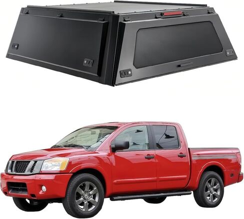 شاحنة علوية متوافقة مع Nissan Titan 2008-2015، غطاء تخييم ذو سقف صلب قابل للقفل مع أبواب Gullwing، خيمة خلفية وإضاءة داخلية، مظلة بيك اب بغطاء سرير بدون حفر (5.5 قدم عادي) in Kuwait