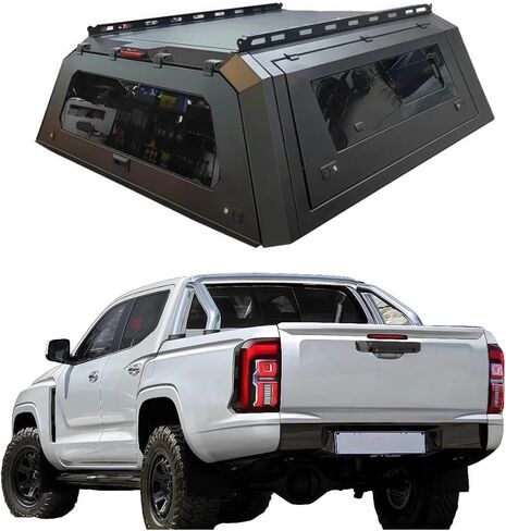 Truck Topper Compatible with Mitsubishi L200 2015-2023, Lockable Hardtop Camper Shell w/Gullwing Doors, Rear Tent & Interior Light, No-Drill Bed Cap Pickup Canopy(6ftPlain) in Kuwait