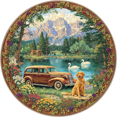 Rural Scenery Wooden Puzzles for Adults, Wooden Jigsaw Puzzle 100 Pieces, Uniquely Shaped Pieces, Family Puzzle Games & Home Decor, Presents for Friends (S-8.5 * 8.5in) in Saudi Arabia