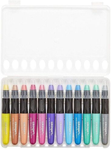 KINGART Metallic GEL STICK Set, Artist Pigment Crayons, 12 Rich Metallic Colors, Water Soluble, Creamy, and Odorless, Use on Paper, Wood, Canvas and more in Kuwait