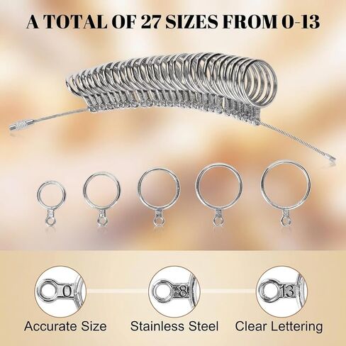 Ring Sizer Measuring Tool Set with Finger Sizer Mandrel, Ring Gauge for Jewelry Sizing, Silver, 4 Piece (Metal-4 Set) in Kuwait