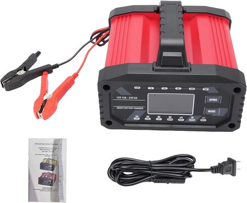 Shkalacar Power Supply 12V 24V AGM Battery Desulfator 15A Smart Battery Charger Maintainer with LCD Display AI 10-Stage Charging for Car Motorcycle Truck Boat LiFePO4 (US Plug) in Kuwait